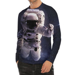 Astronaut Floating In Outer Space Print Men's Long Sleeve Rash Guard