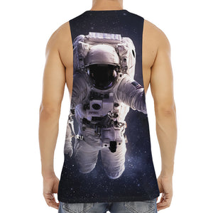 Astronaut Floating In Outer Space Print Men's Muscle Tank Top