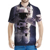 Astronaut Floating In Outer Space Print Men's Polo Shirt