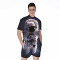 Astronaut Floating In Outer Space Print Men's Romper