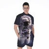 Astronaut Floating In Outer Space Print Men's Rompers