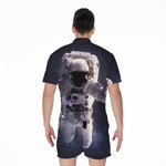 Astronaut Floating In Outer Space Print Men's Rompers