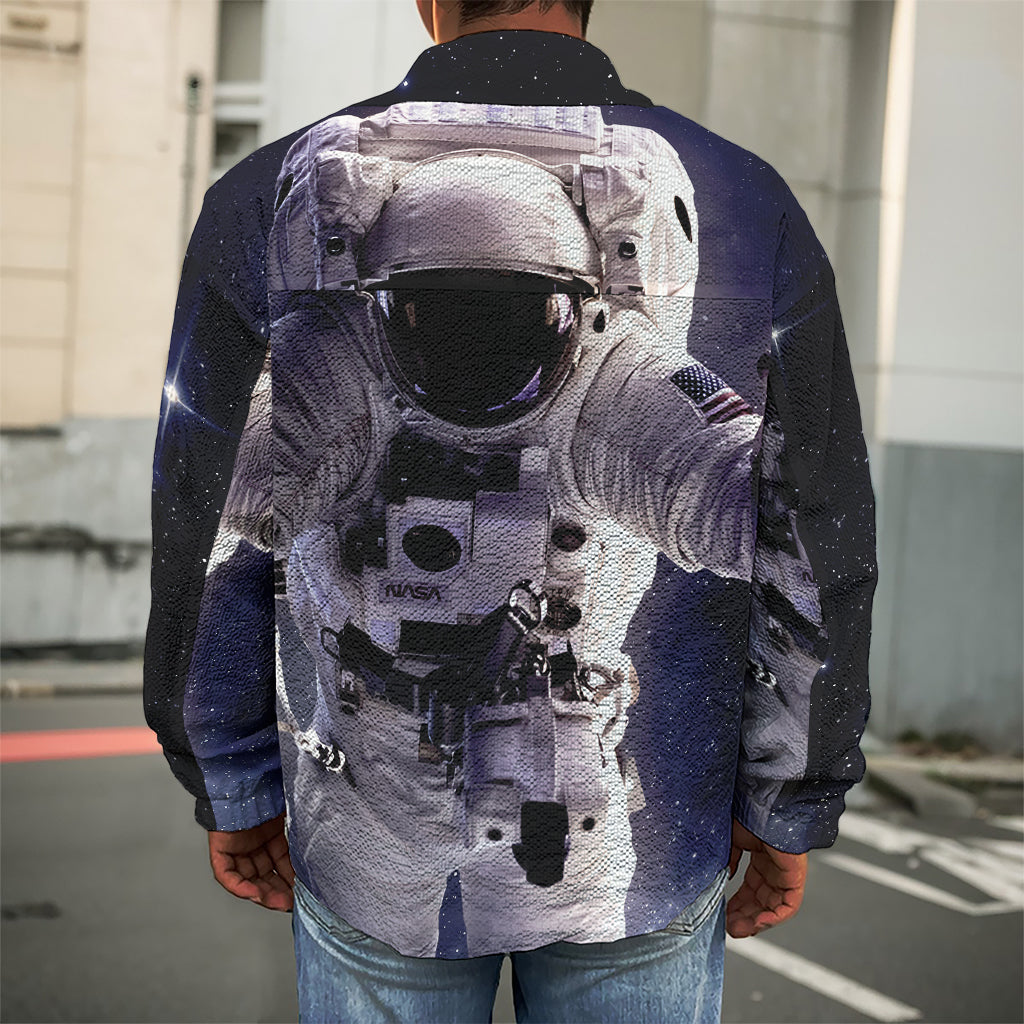 Astronaut Floating In Outer Space Print Men's Shirt Jacket