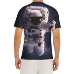 Astronaut Floating In Outer Space Print Men's Short Sleeve Rash Guard