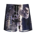 Astronaut Floating In Outer Space Print Men's Athletic Shorts
