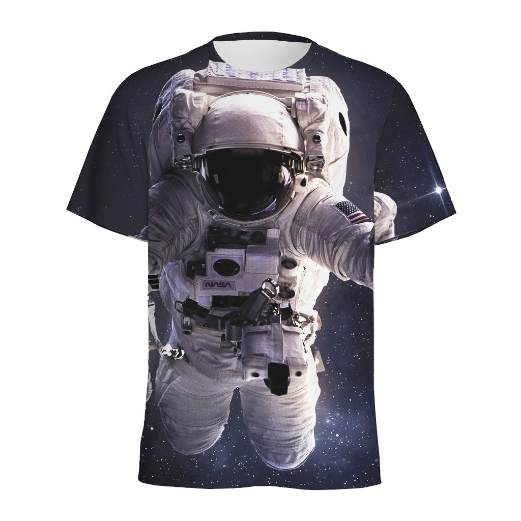 Astronaut Floating In Outer Space Print Men's Sports T-Shirt