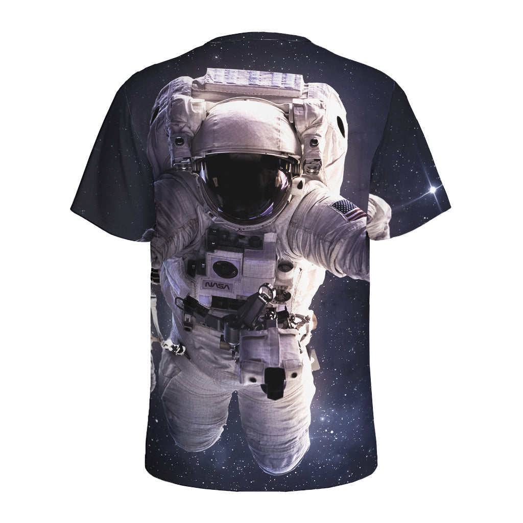 Astronaut Floating In Outer Space Print Men's Sports T-Shirt