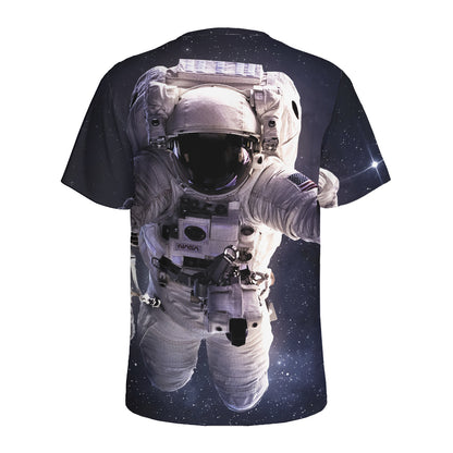 Astronaut Floating In Outer Space Print Men's Sports T-Shirt