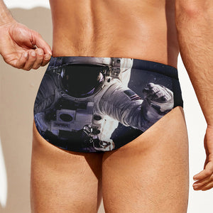 Astronaut Floating In Outer Space Print Men's Swim Briefs