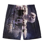 Astronaut Floating In Outer Space Print Men's Swim Trunks