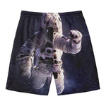 Astronaut Floating In Outer Space Print Men's Swim Trunks