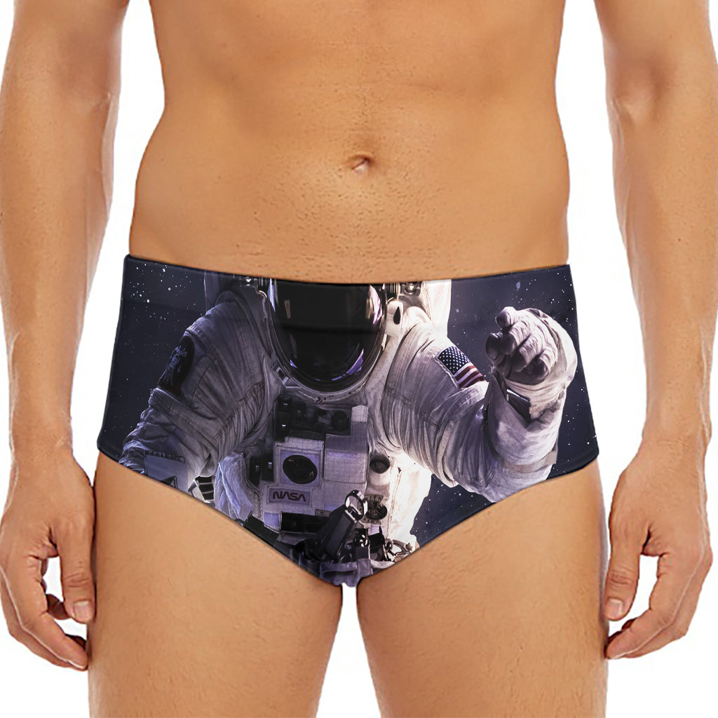 Astronaut Floating In Outer Space Print Men's Triangle Swim Briefs