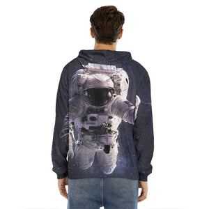 Astronaut Floating In Outer Space Print Men's Velvet Pullover Hoodie