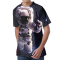 Astronaut Floating In Outer Space Print Men's Velvet T-Shirt