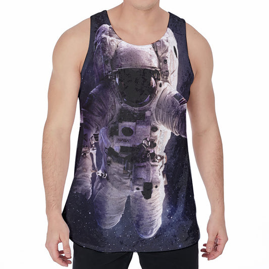 Astronaut Floating In Outer Space Print Men's Velvet Tank Top