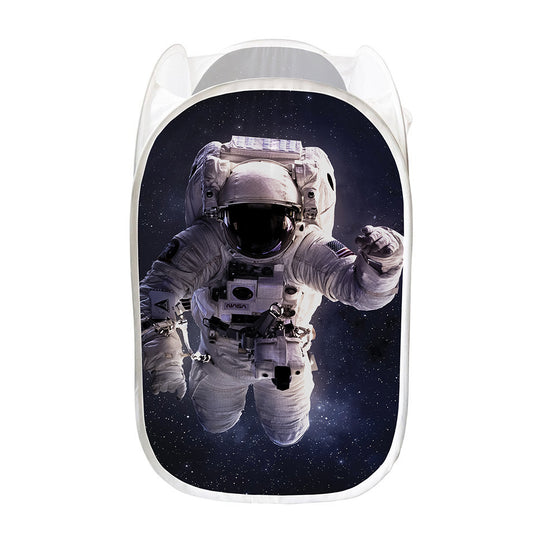 Astronaut Floating In Outer Space Print Mesh Laundry Hamper