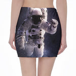 Astronaut Floating In Outer Space Print Pencil Mini Skirt