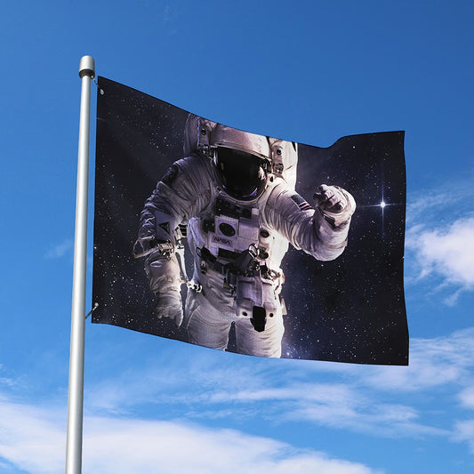 Astronaut Floating In Outer Space Print Polyester Flag