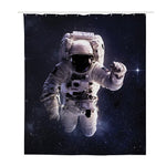 Astronaut Floating In Outer Space Print Polyester Shower Curtain