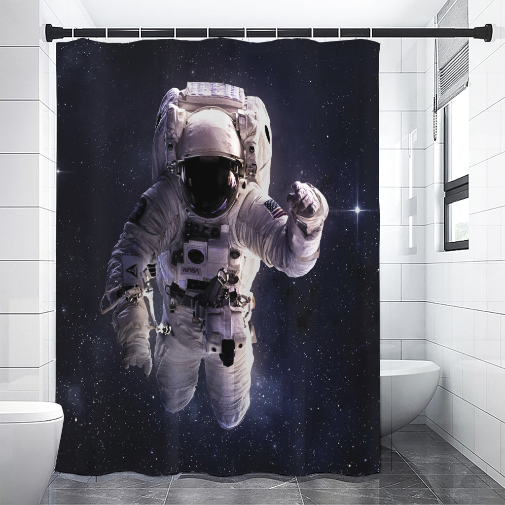 Astronaut Floating In Outer Space Print Premium Shower Curtain