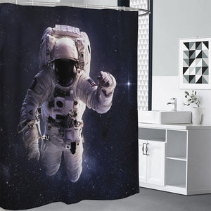 Astronaut Floating In Outer Space Print Premium Shower Curtain