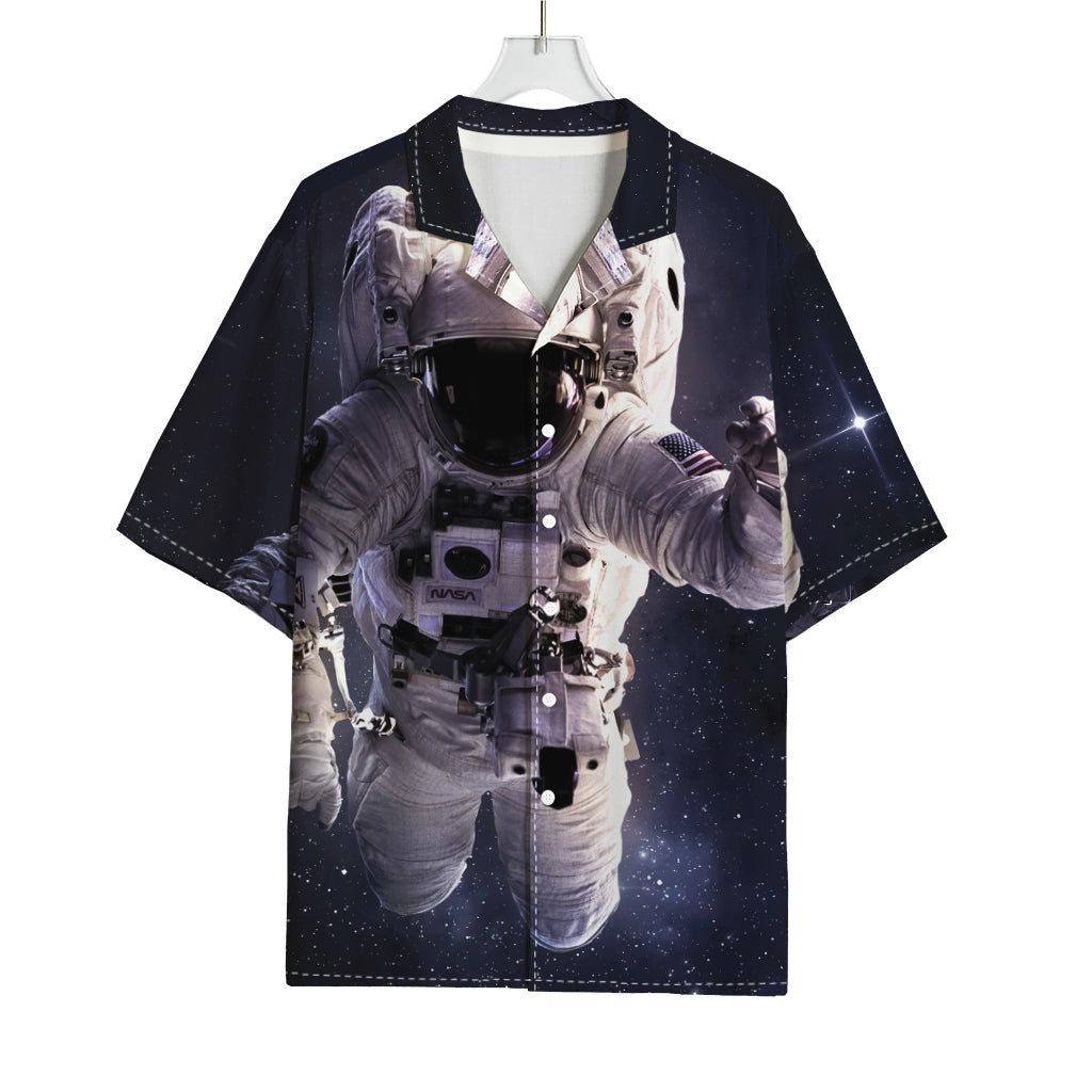 Astronaut Floating In Outer Space Print Rayon Hawaiian Shirt