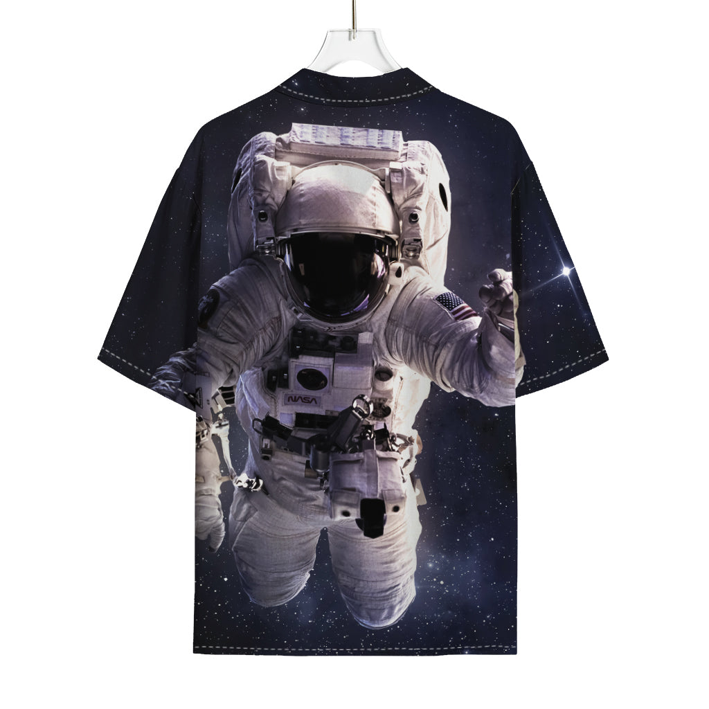 Astronaut Floating In Outer Space Print Rayon Hawaiian Shirt