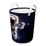 Astronaut Floating In Outer Space Print Round Laundry Basket