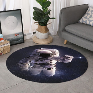 Astronaut Floating In Outer Space Print Round Rug