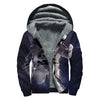 Astronaut Floating In Outer Space Print Sherpa Lined Zip Up Hoodie