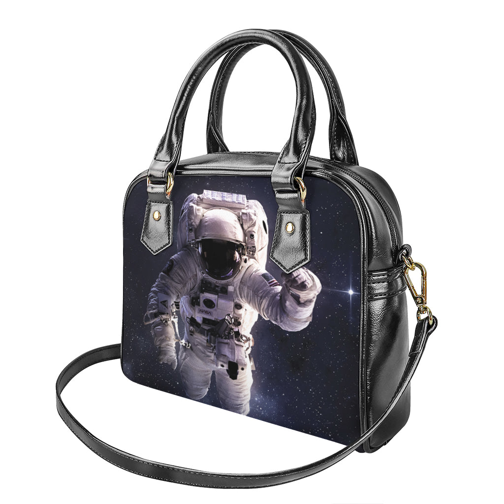 Astronaut Floating In Outer Space Print Shoulder Handbag