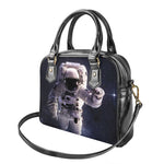 Astronaut Floating In Outer Space Print Shoulder Handbag