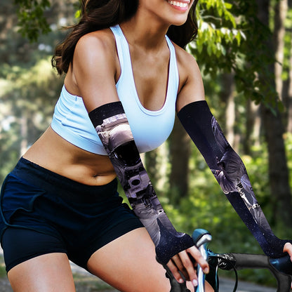 Astronaut Floating In Outer Space Print Sun Protection Arm Sleeves