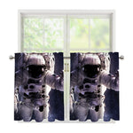 Astronaut Floating In Outer Space Print Tier Curtains