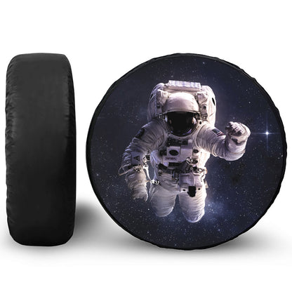 Astronaut Floating In Outer Space Print Tire Cover