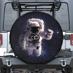 Astronaut Floating In Outer Space Print Tire Cover With Camera Hole