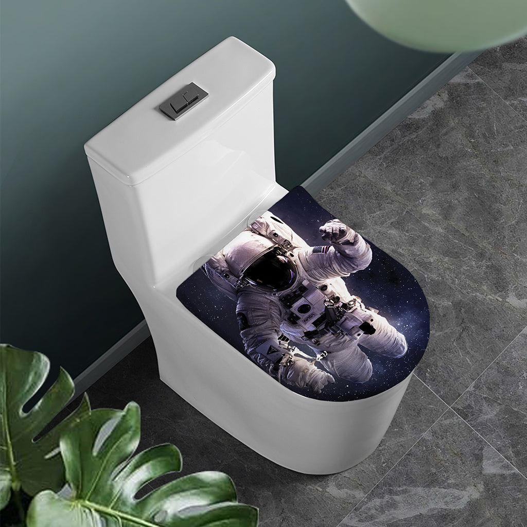 Astronaut Floating In Outer Space Print Toilet Lid Cover