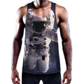Astronaut Floating In Outer Space Print Men's Workout Tank Top
