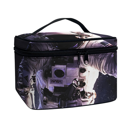 Astronaut Floating In Outer Space Print Travel Makeup Bag