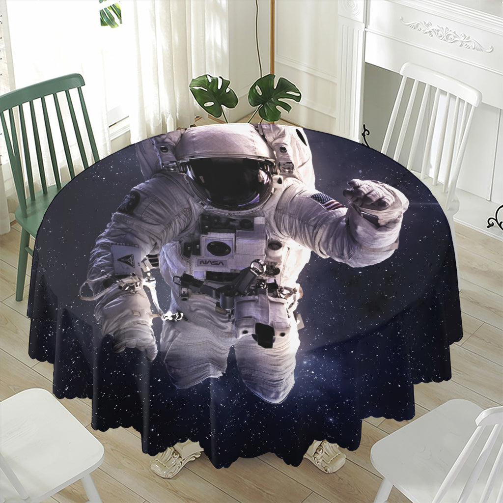 Astronaut Floating In Outer Space Print Waterproof Round Tablecloth