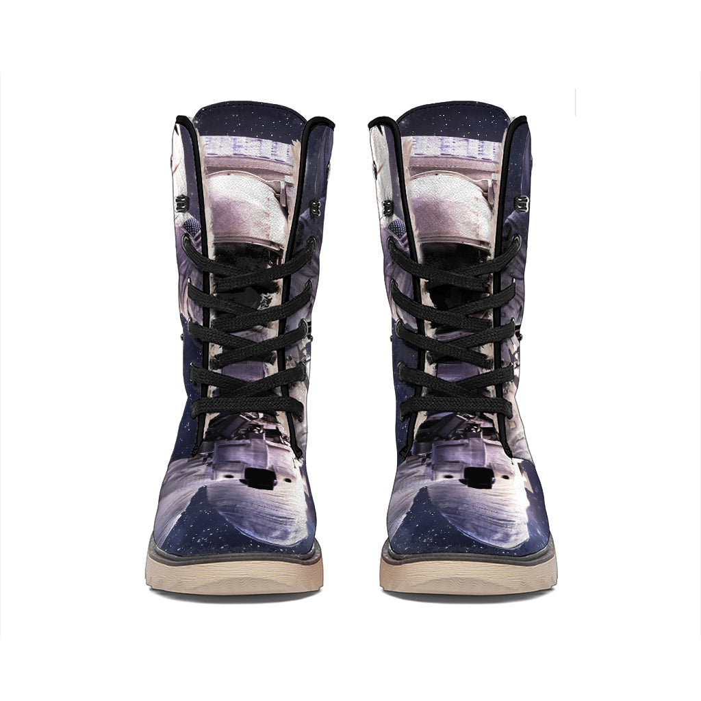 Astronaut Floating In Outer Space Print Winter Boots