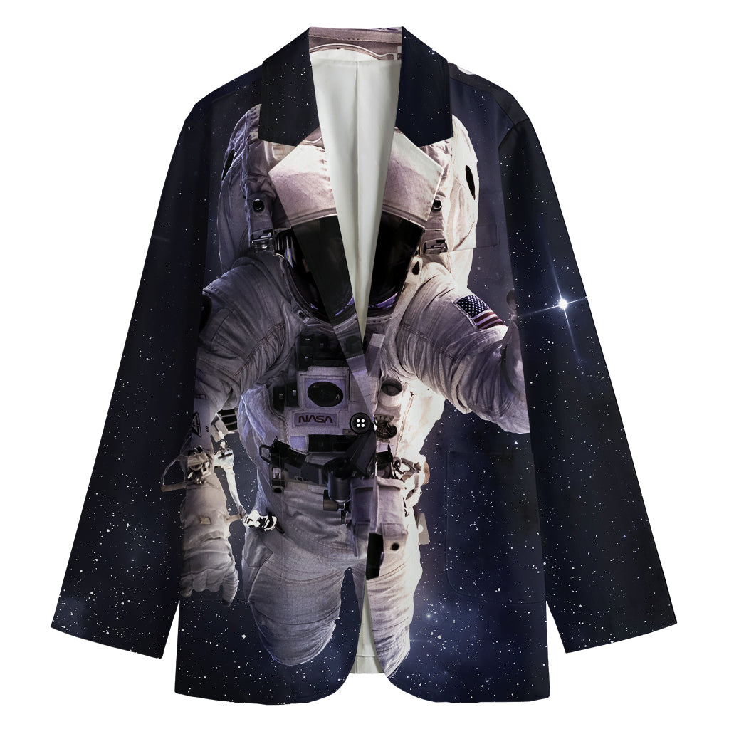 Astronaut Floating In Outer Space Print Women's Blazer