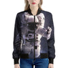 Astronaut Floating In Outer Space Print Women's Bomber Jacket