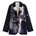 Astronaut Floating In Outer Space Print Women's Cotton Blazer
