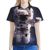 Astronaut Floating In Outer Space Print Women's Polo Shirt