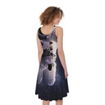 Astronaut Floating In Outer Space Print Women's Sleeveless Dress