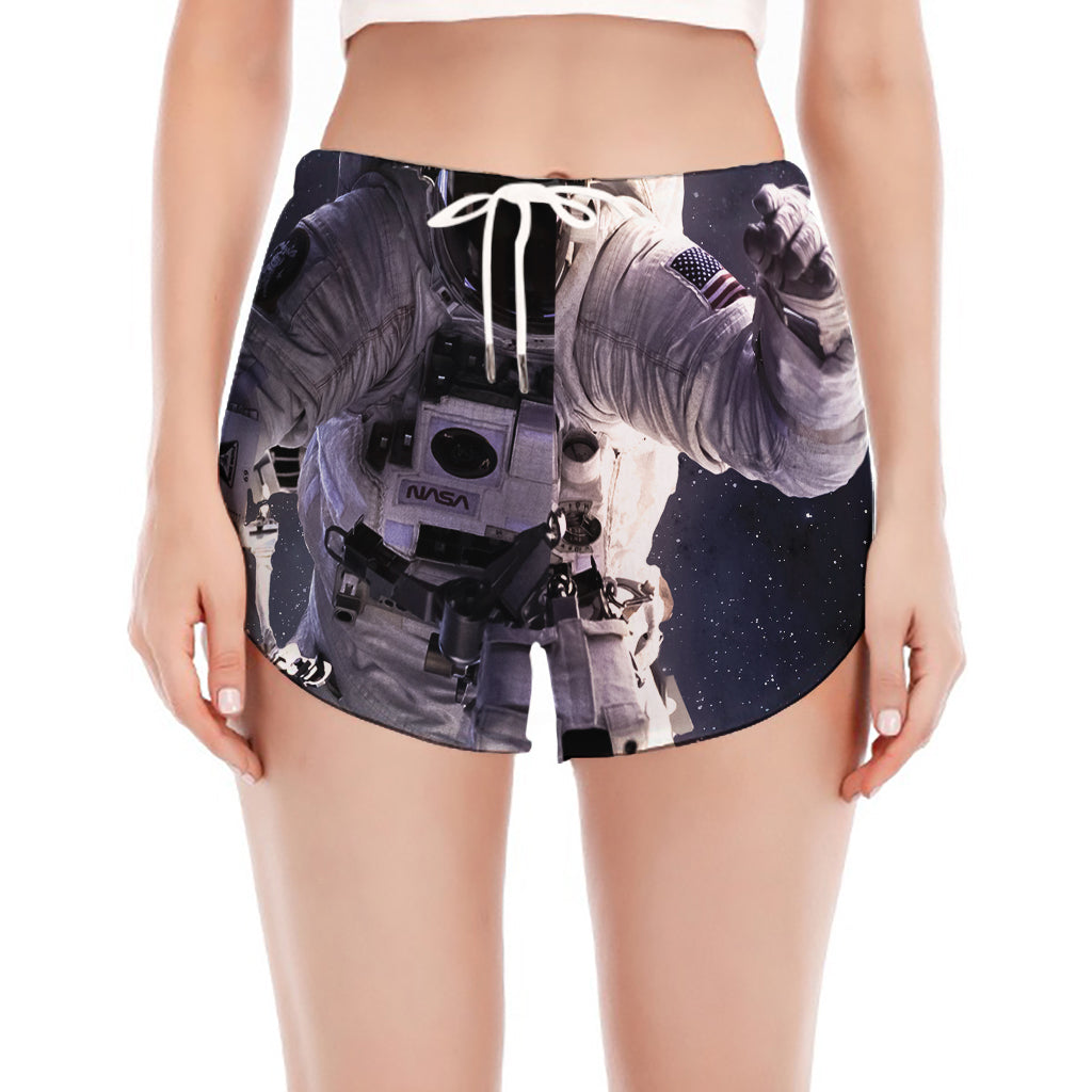Astronaut Floating In Outer Space Print Women's Split Running Shorts