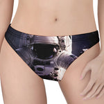 Astronaut Floating In Outer Space Print Women's Thong