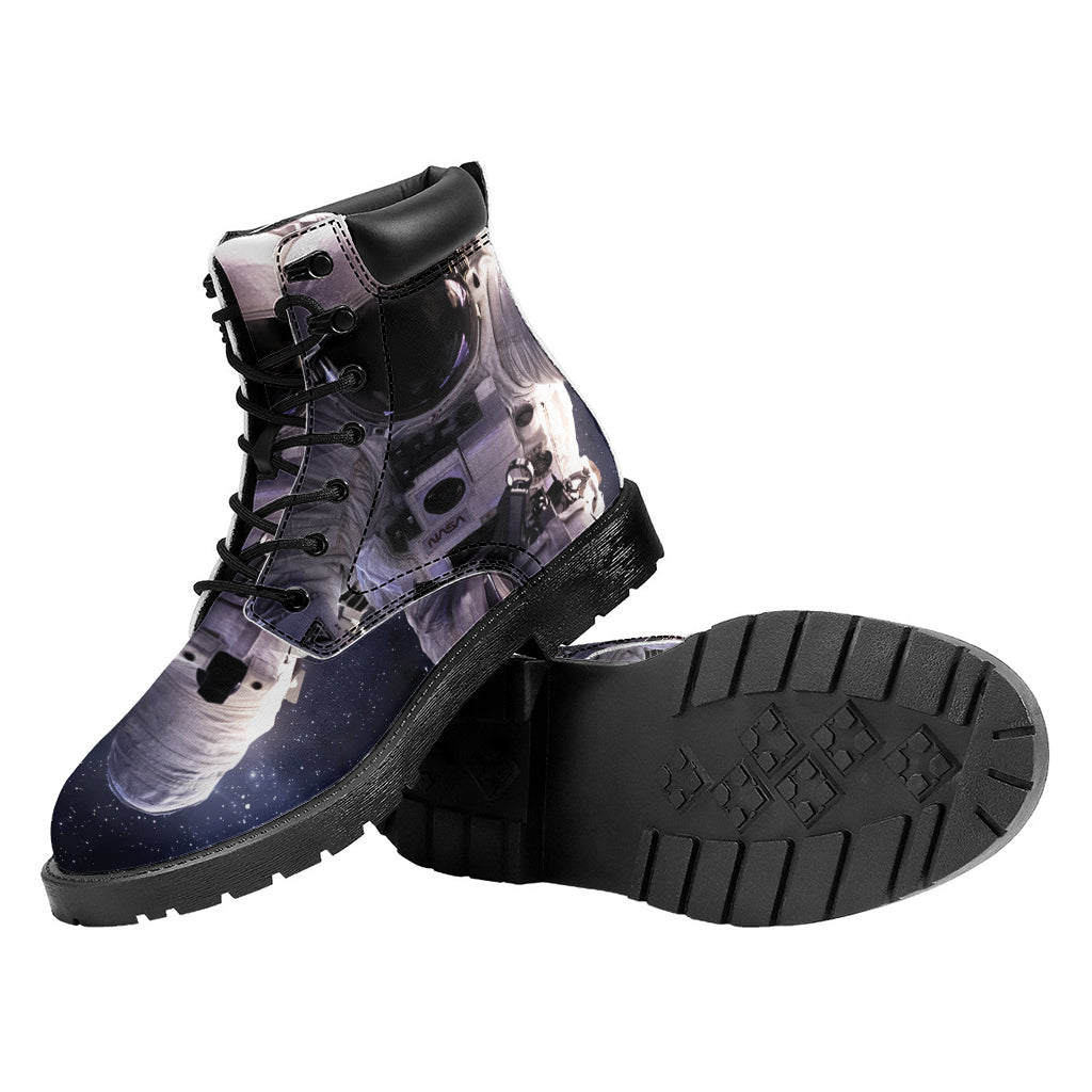 Astronaut Floating In Outer Space Print Work Boots