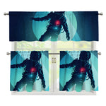 Astronaut Floating Through Space Print 3 Piece Kitchen Curtains